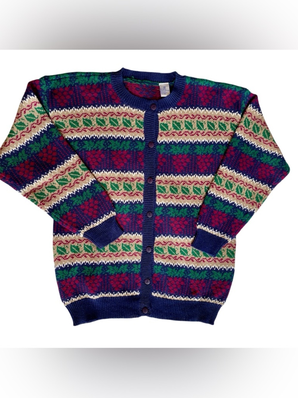 Vtg 80s 90s Northern Isles Grapevine Cardigan Cottagecore Eclectic Womens Size M